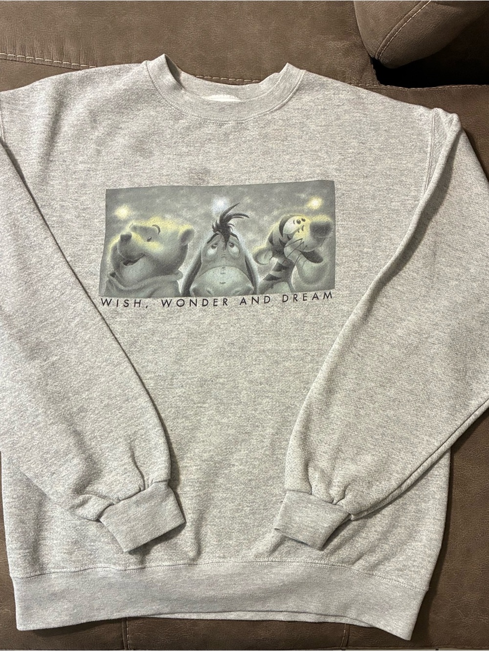 Vintage Disney Store Grey Pullover Sweater Winnie The Pooh 90s L